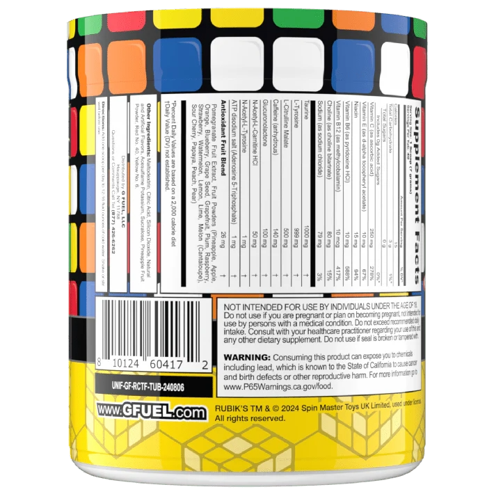 G Fuel Rubik's Twist Tub - 40 Servings - Rubik's Cube