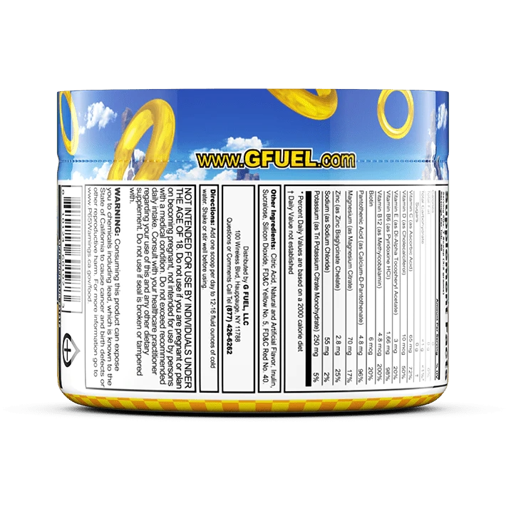 G Fuel Sonic's Peach Rings Supreme Hydration - 30 Servings - Sonic The Hedgehog
