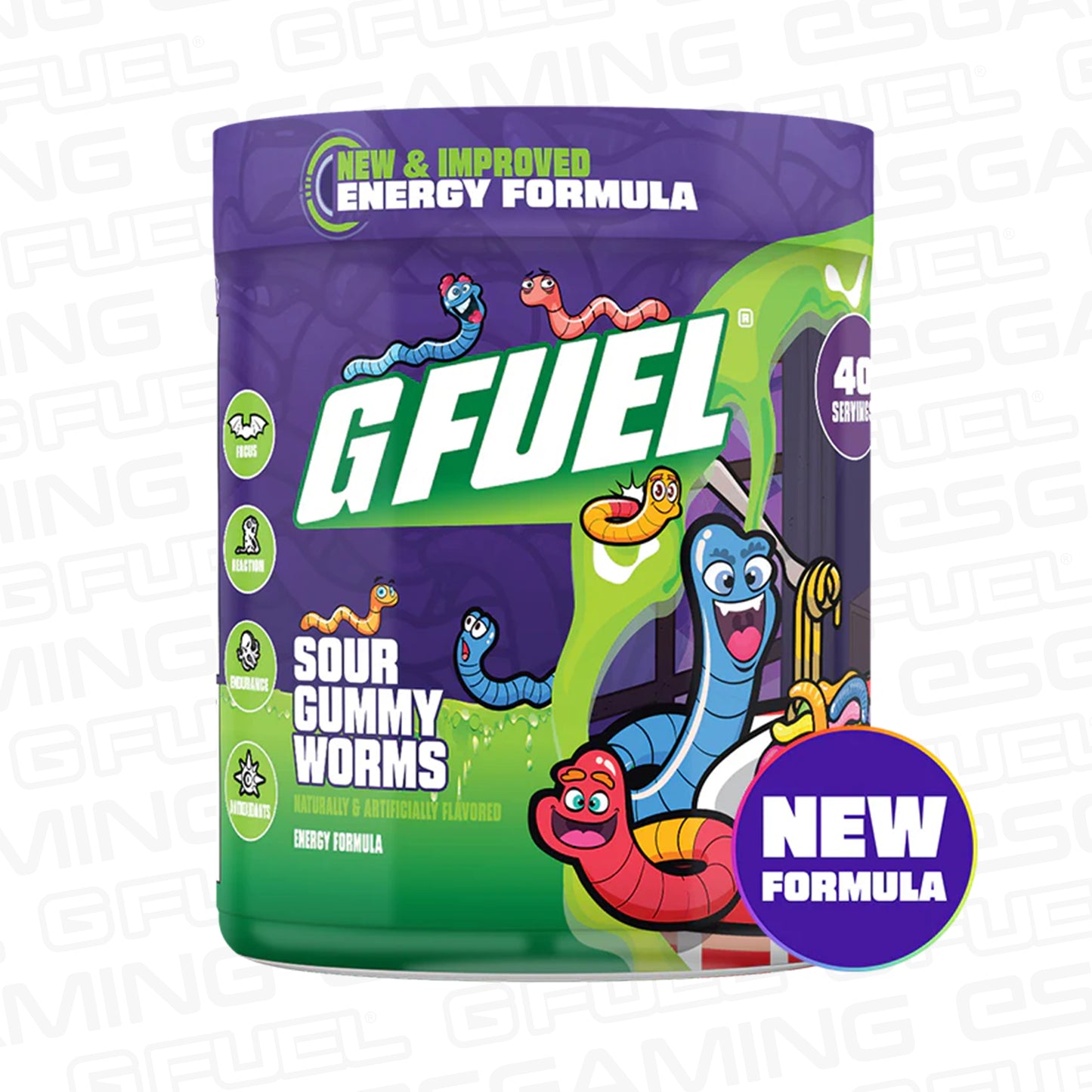 G Fuel Sour Gummy Worms 2.0 Tub - 40 Servings