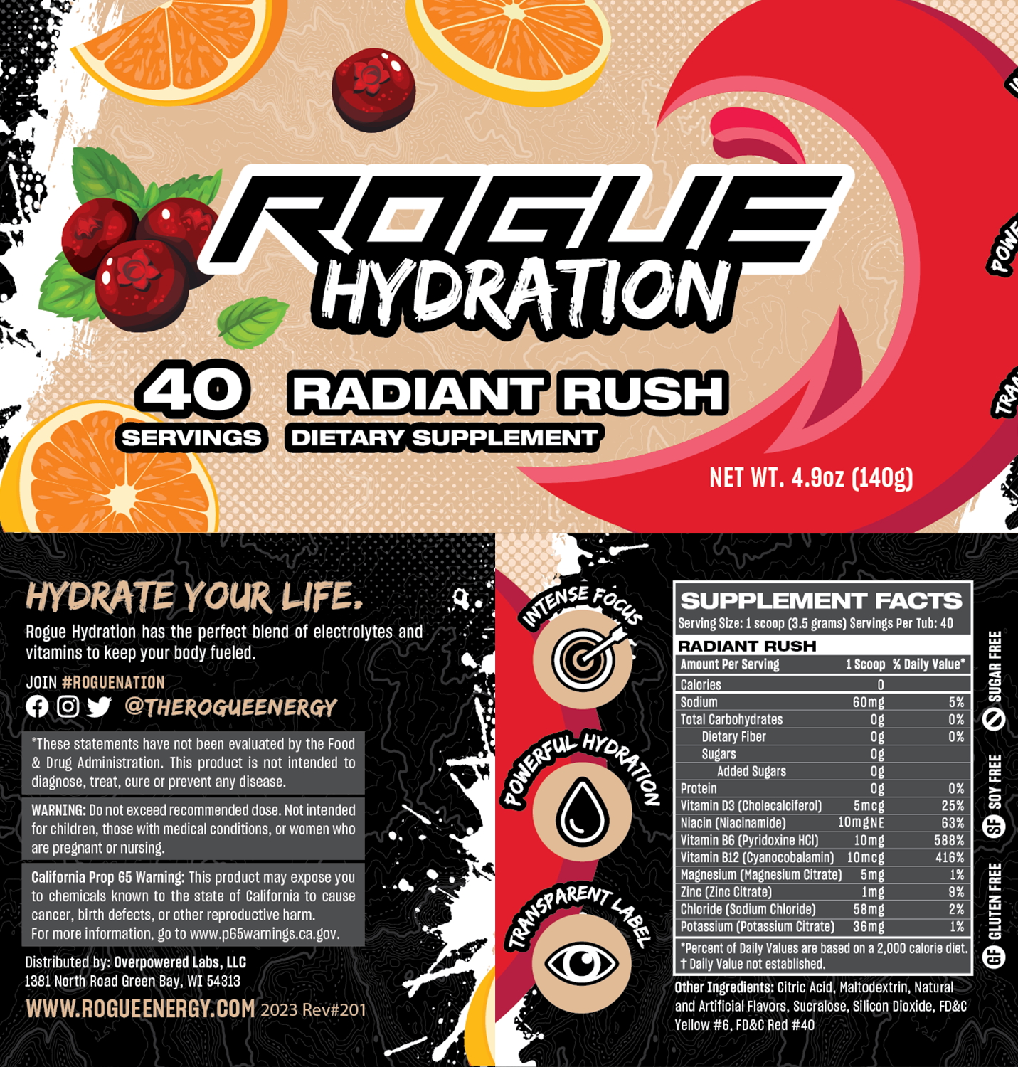 Rogue Hydration Radiant Rush Tub - 40 Servings