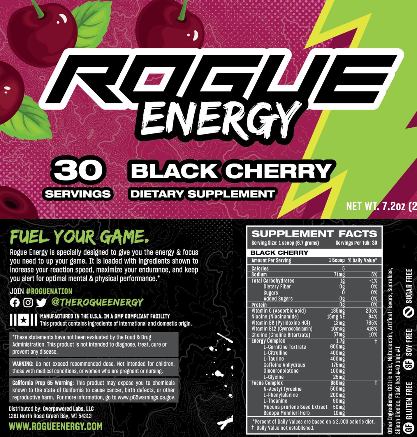 Rogue Energy Black Cherry Tub - 30 Servings