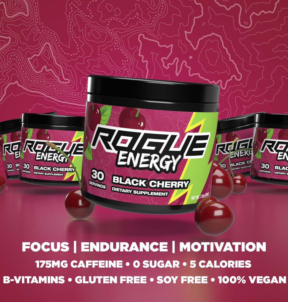 Energy Rouge Cup Rogue Energy Black Cherry - Energy Drink Powder - 30 Servings - UK ...