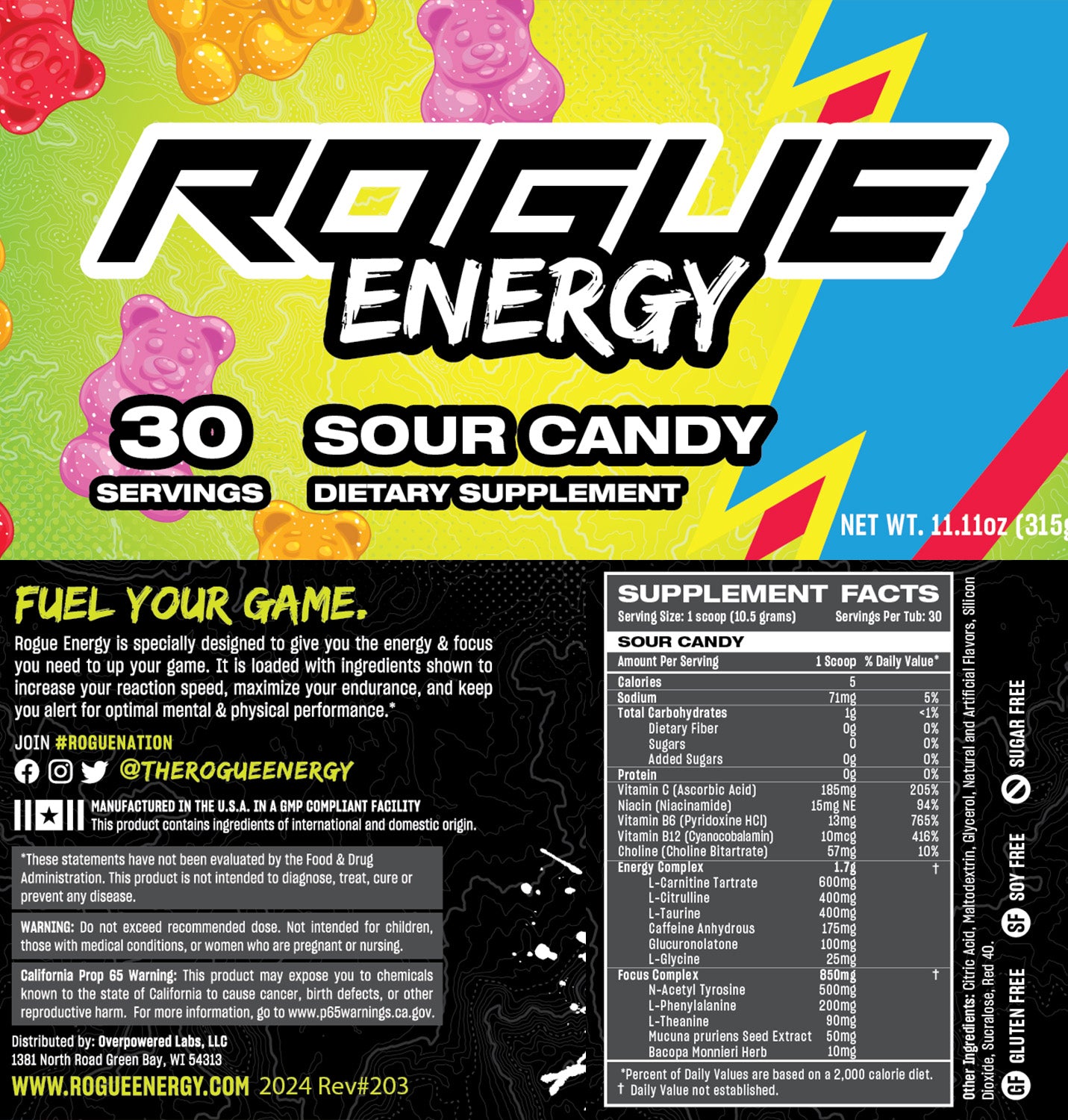 Rogue Energy Sour Candy Tub - 30 Servings