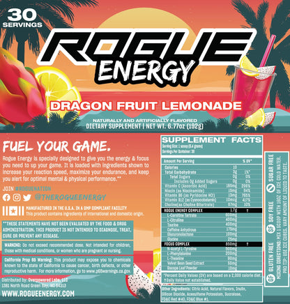 Rogue Energy Dragon Fruit Lemonade Tub - 30 Servings