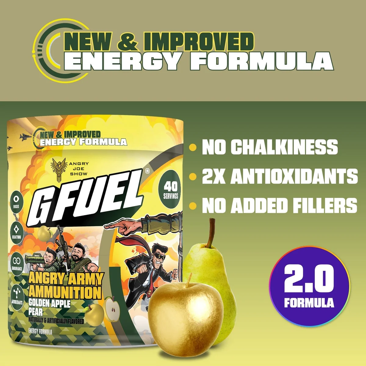 G Fuel Angry Army Ammunition 2.0 Tub - 40 Servings - Angry Joe Show