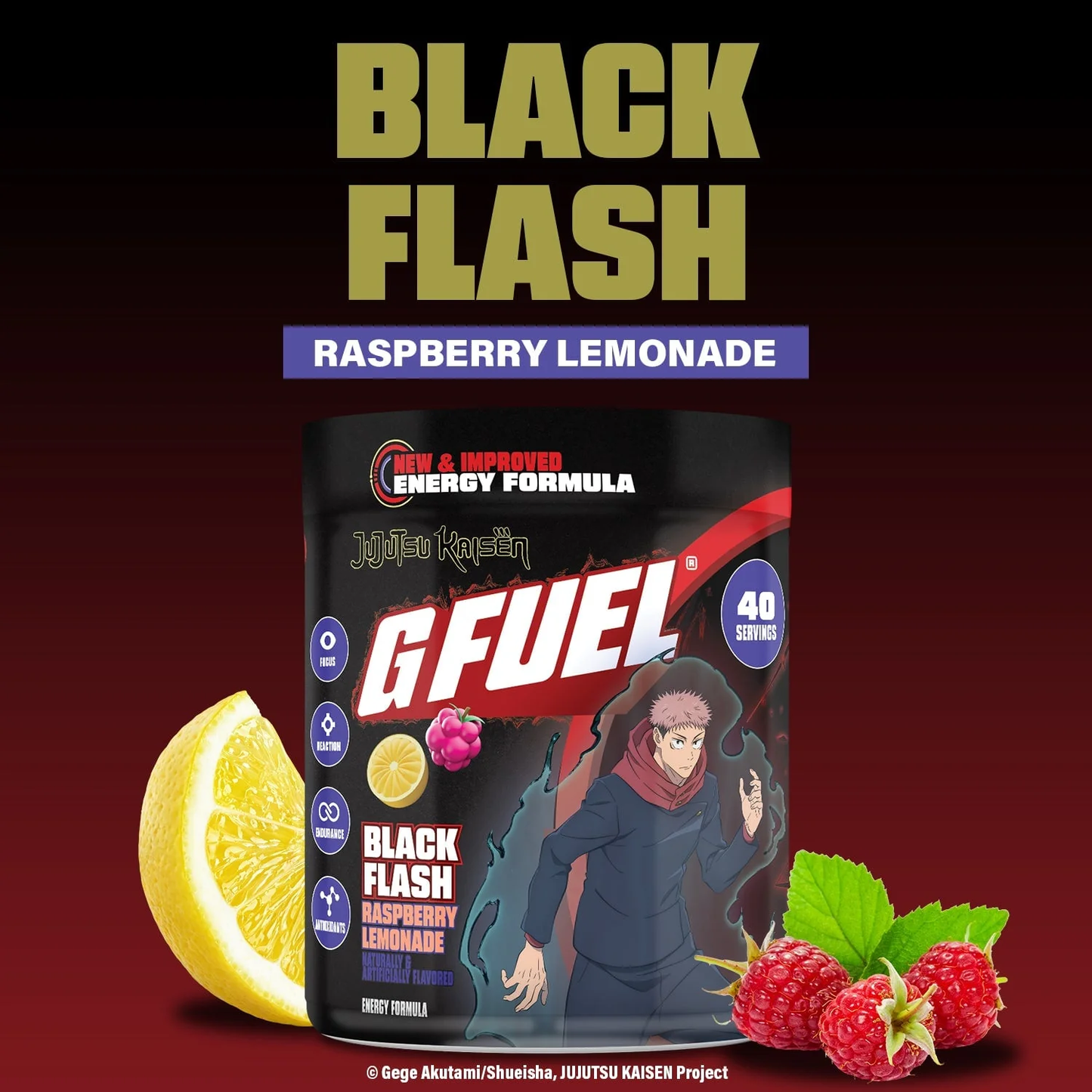 G Fuel Black Flash 2.0 Tub - 40 Servings - Jujutsu Kaisen