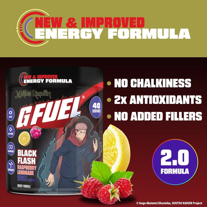 G Fuel Black Flash 2.0 Tub - 40 Servings - Jujutsu Kaisen