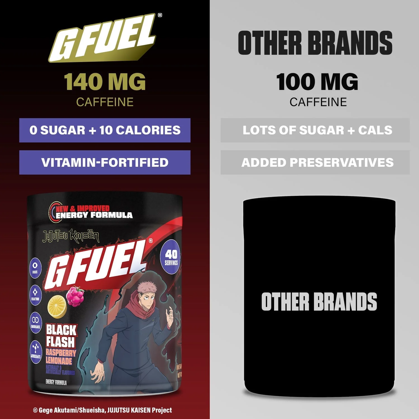 G Fuel Black Flash 2.0 Tub - 40 Servings - Jujutsu Kaisen