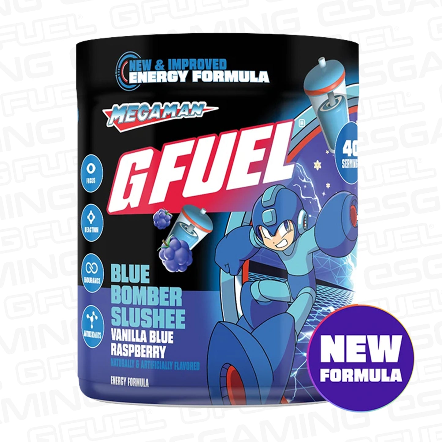 G Fuel Blue Bomber Slush 2.0 Tub - 40 Servings - Mega Man