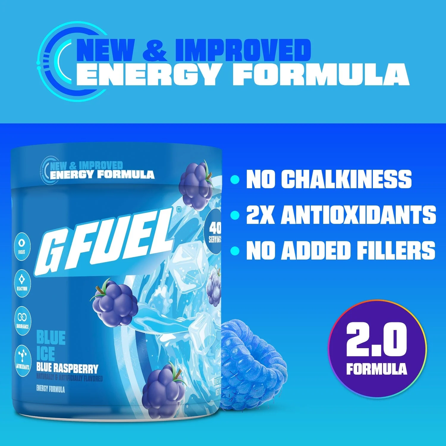 G Fuel Blue Ice 2.0 Tub - 40 Servings