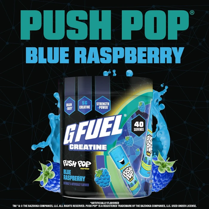 G Fuel Blue Raspberry Creatine Tub - 40 Servings - Push Pop