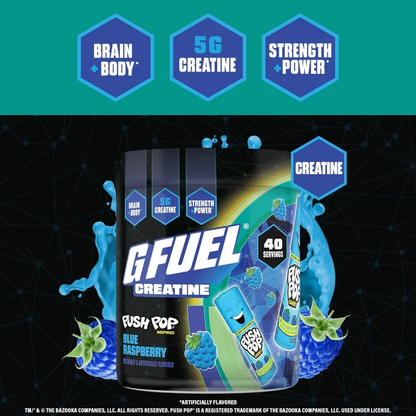 G Fuel Blue Raspberry Creatine Tub - 40 Servings - Push Pop