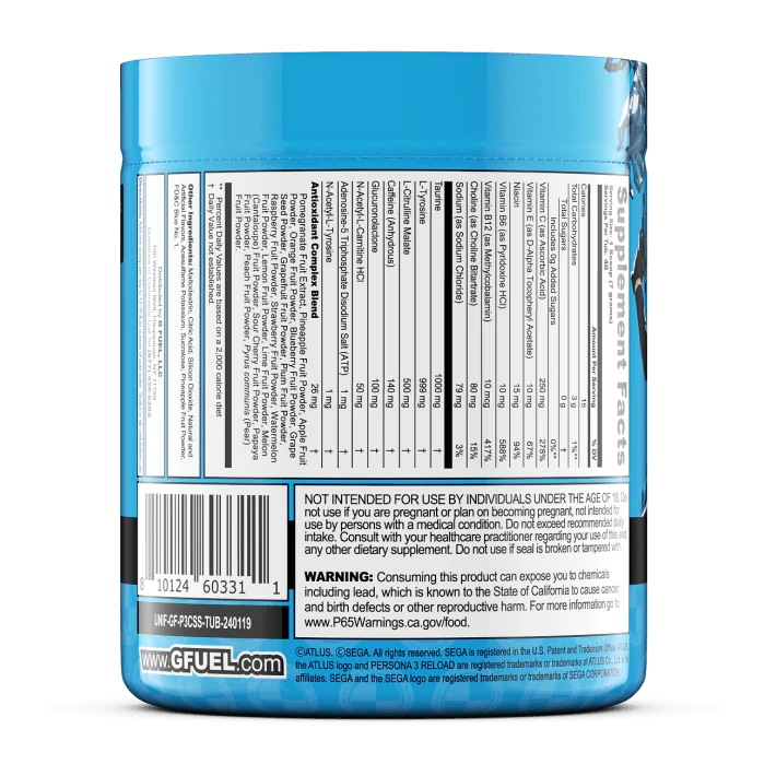 G Fuel Cadenza Tub - 40 Servings - Persona 3 Reload