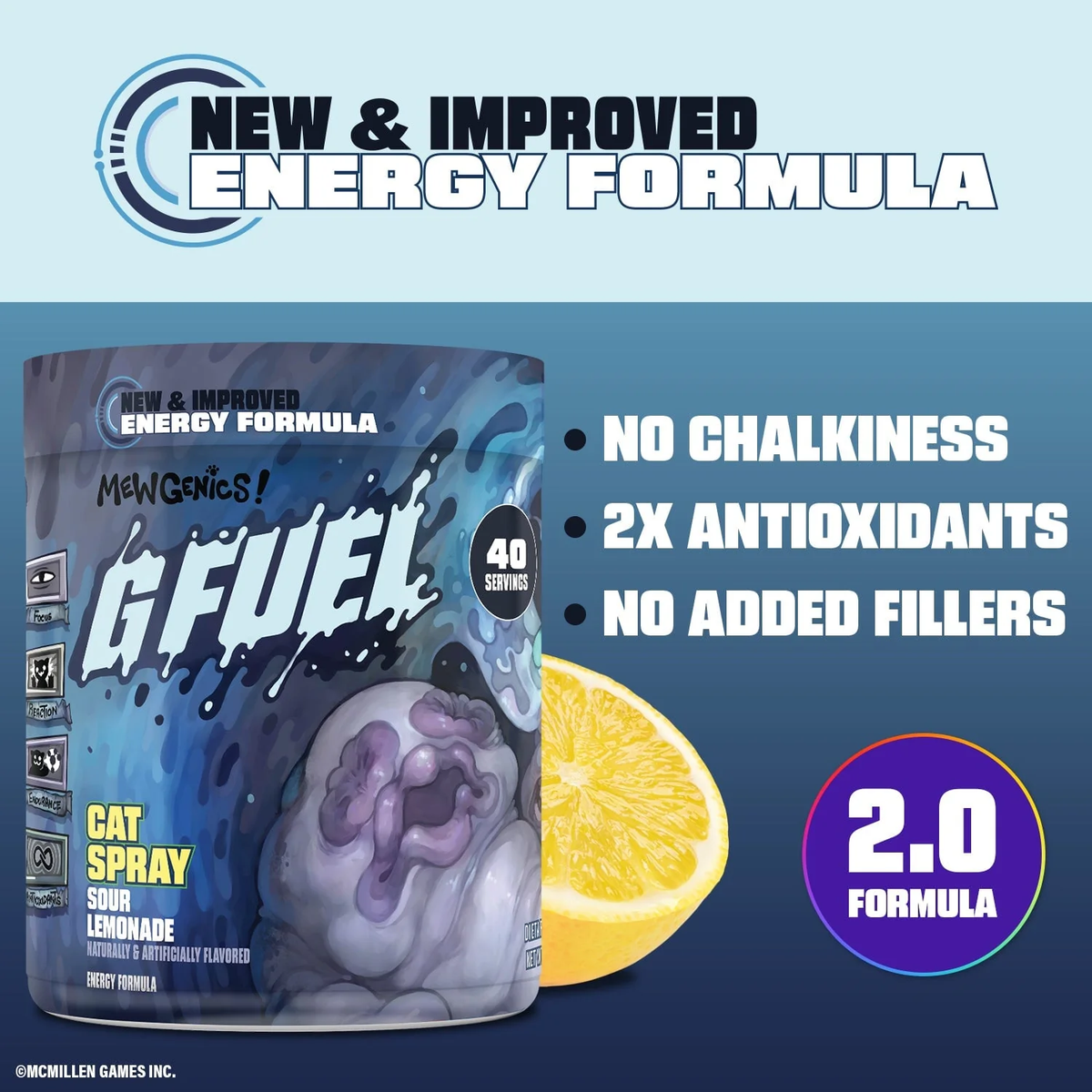 G Fuel Cat Spray 2.0 Tub - 40 Servings - Mewgenics