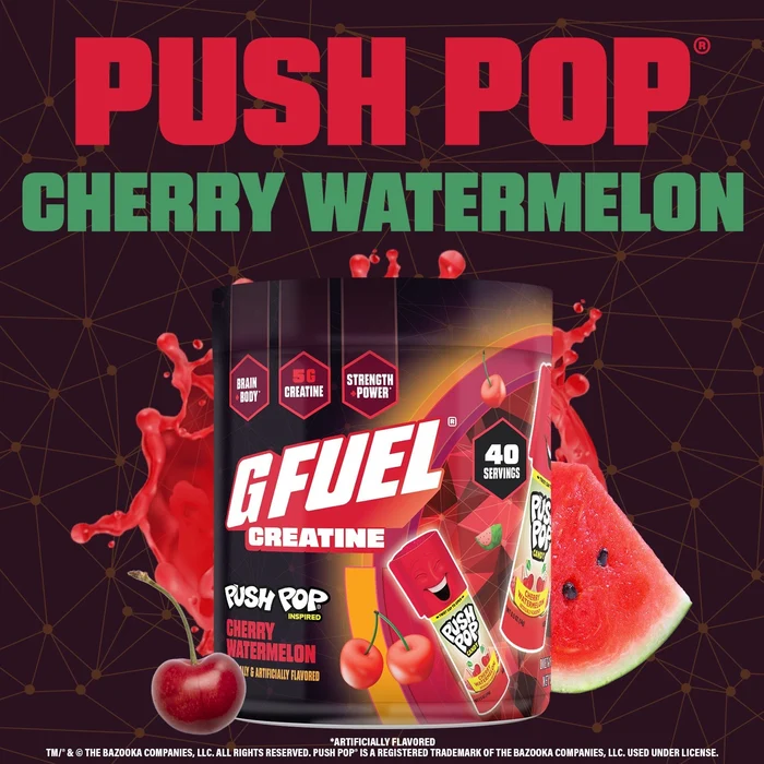G Fuel Cherry Watermelon Creatine Tub - 40 Servings - Push Pop