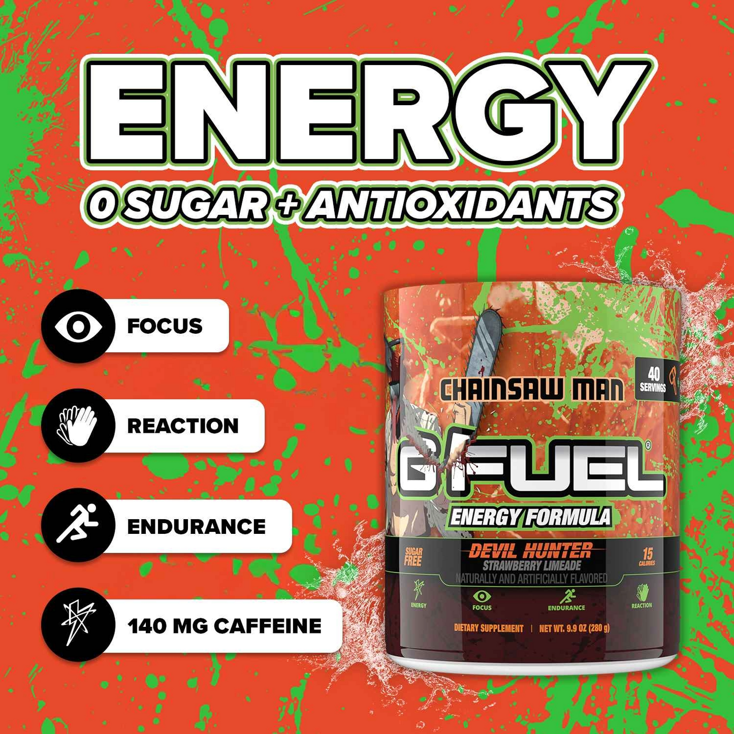 G Fuel Devil Hunter Tub - 40 Servings - Chainsaw Man