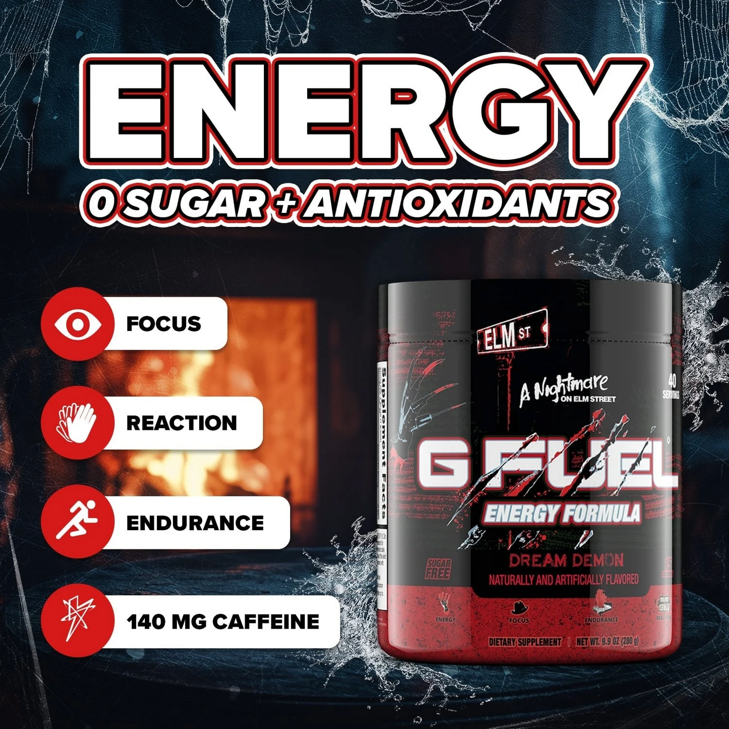 G Fuel Dream Demon Tub - 40 Servings - Nightmare On Elm Street