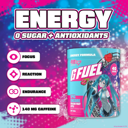 G Fuel Epic Encore 2.0 Tub - 40 Servings - Hatsune Miku