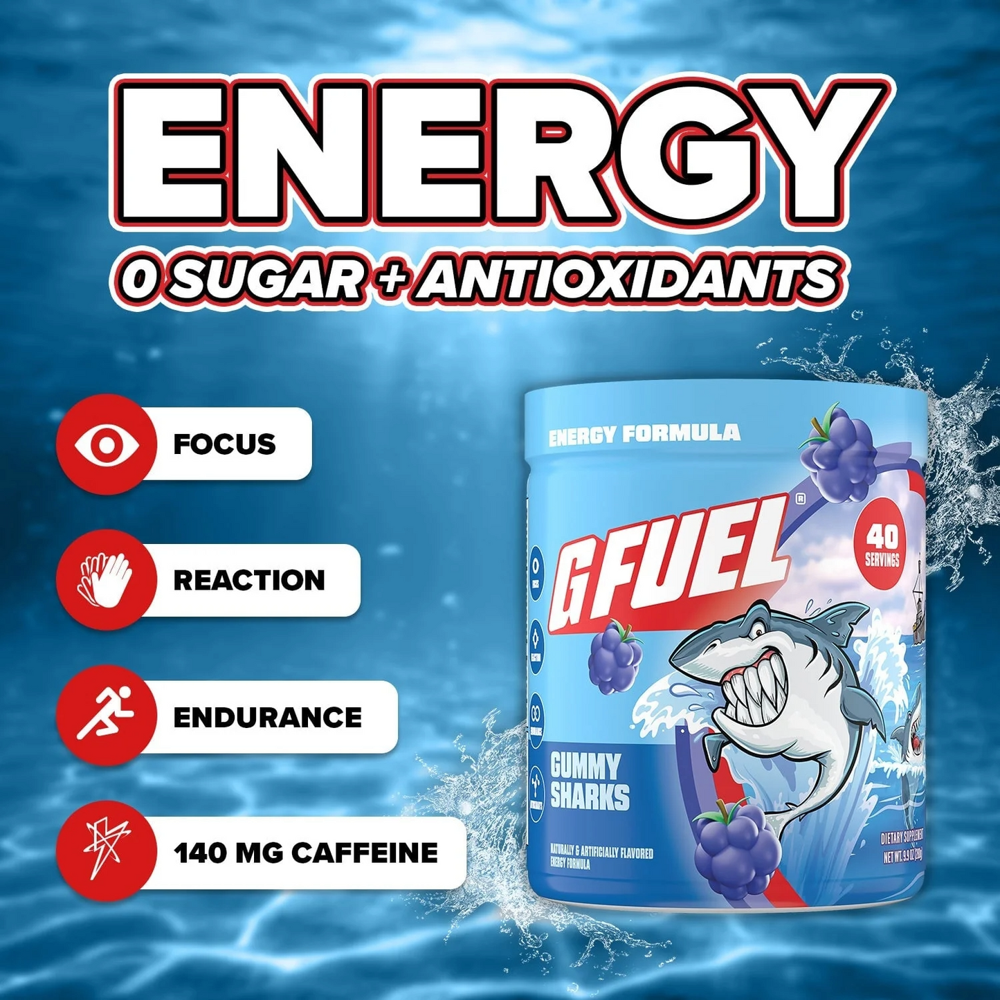 G Fuel Gummy Sharks Tub - 40 Servings