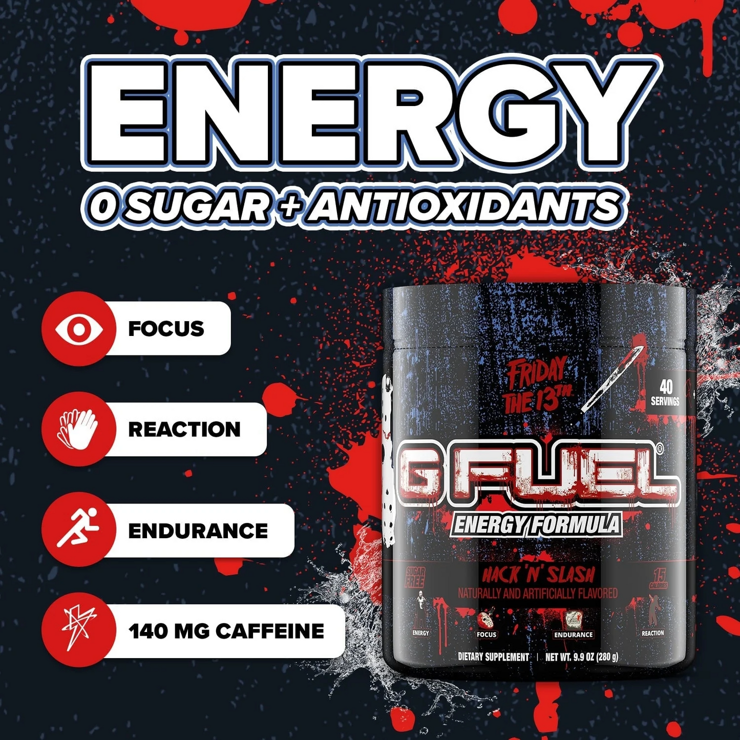 G Fuel Hack 'N' Slash Tub - 40 Servings - Friday The 13th