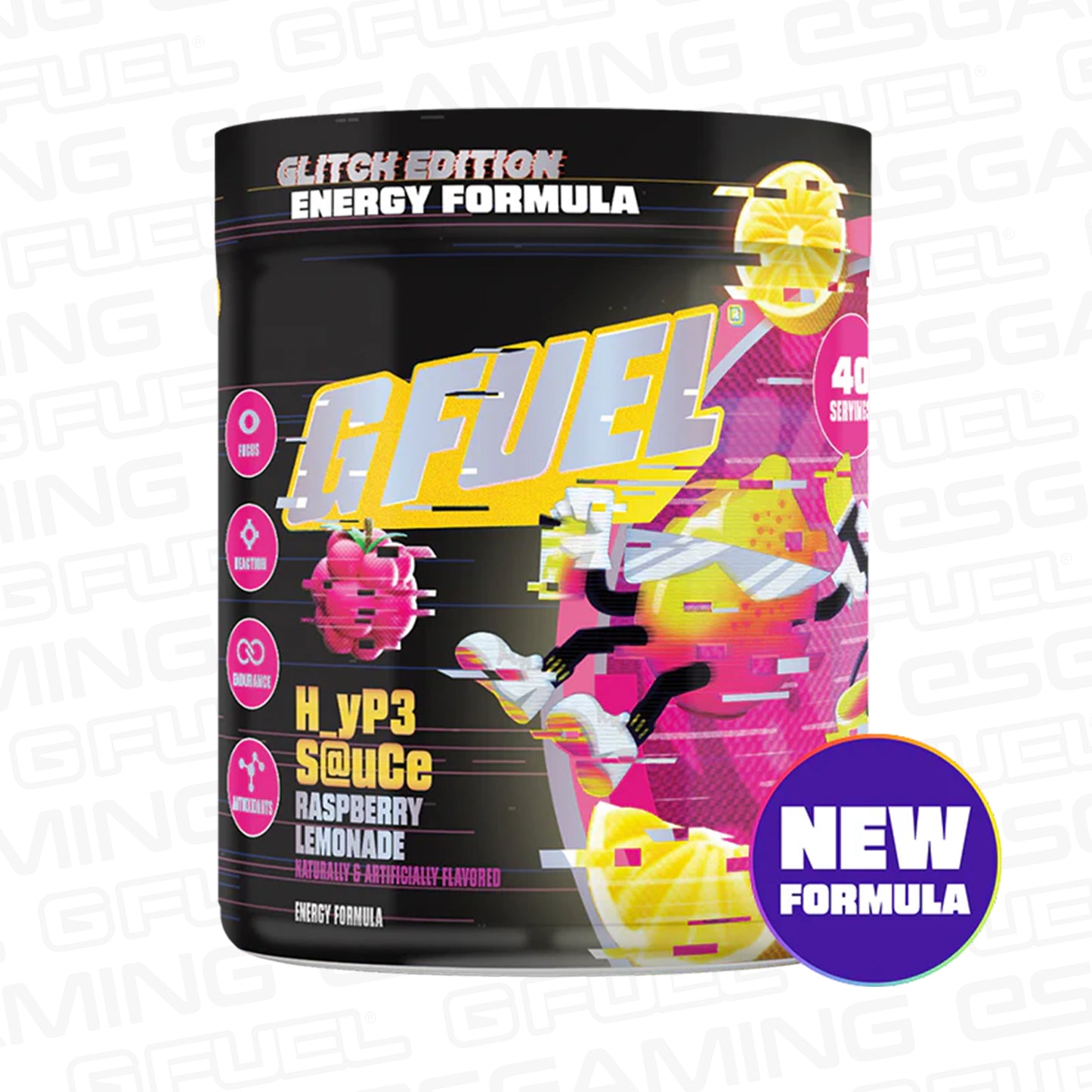 G Fuel Hype Sauce 2.0 Tub - 40 Servings - Glitch Edition