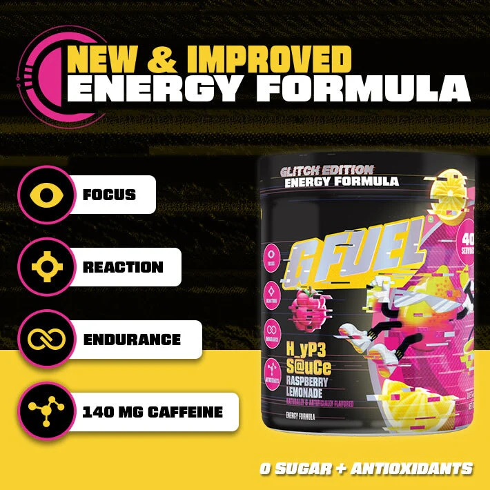 G Fuel Hype Sauce 2.0 Tub - 40 Servings - Glitch Edition
