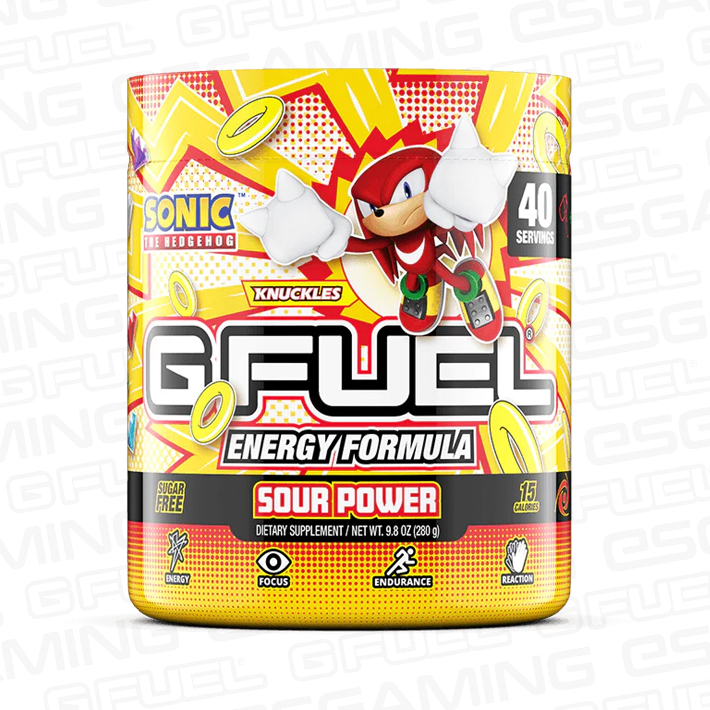 G Fuel Knuckles Sour Power Tub - 40 Servings - Sonic The Hedgehog