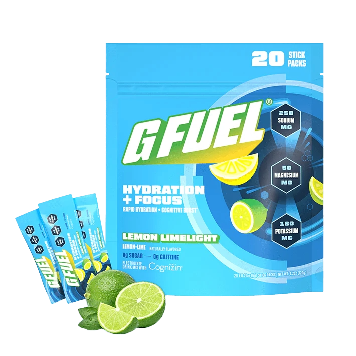 G Fuel Lemon Limelight Pack - Hydration + Focus - 20 Stick Packs