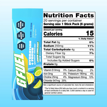 G Fuel Lemon Limelight Pack - Hydration + Focus - 20 Stick Packs
