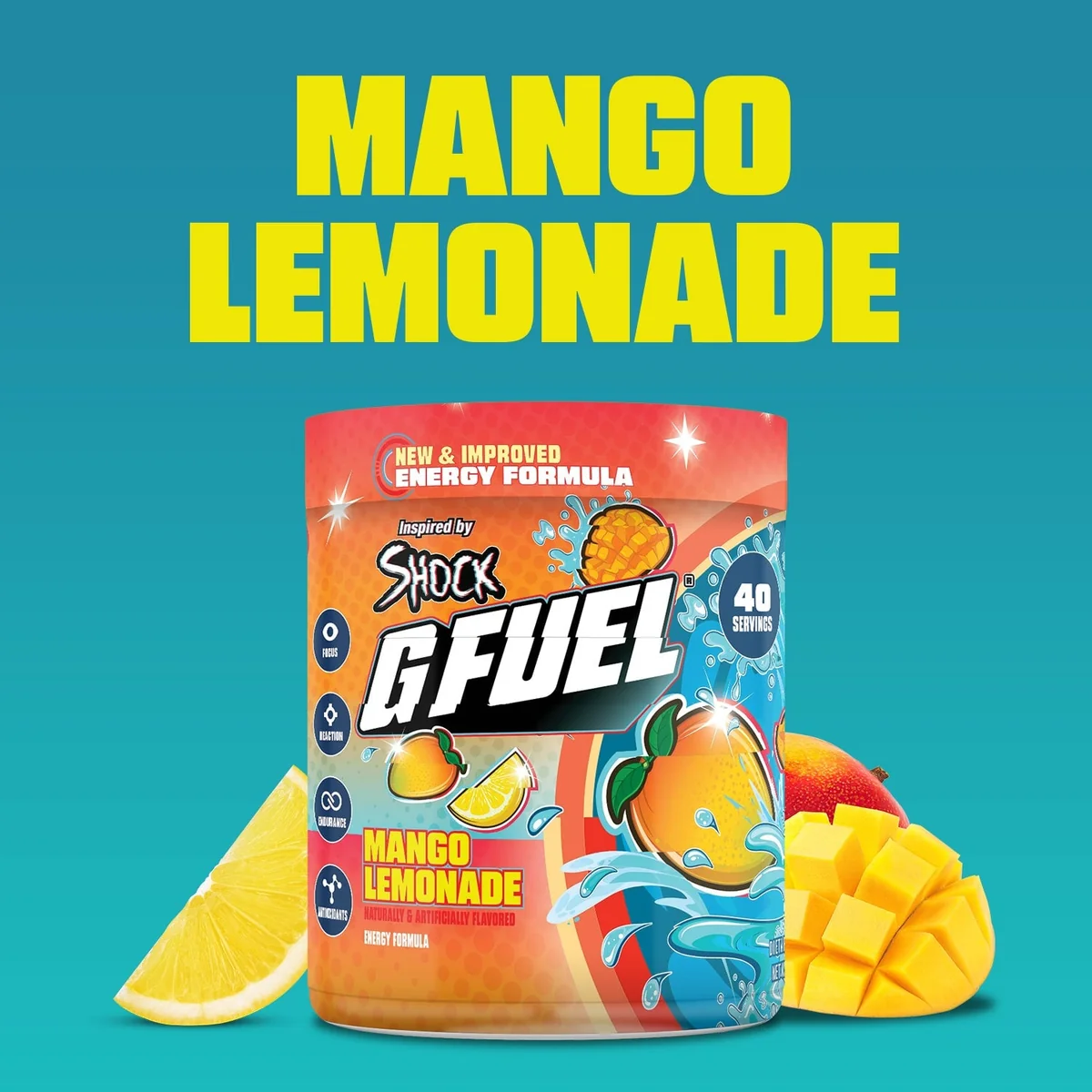 G Fuel Mango Lemonade 2.0 Tub - 40 Servings - Shock