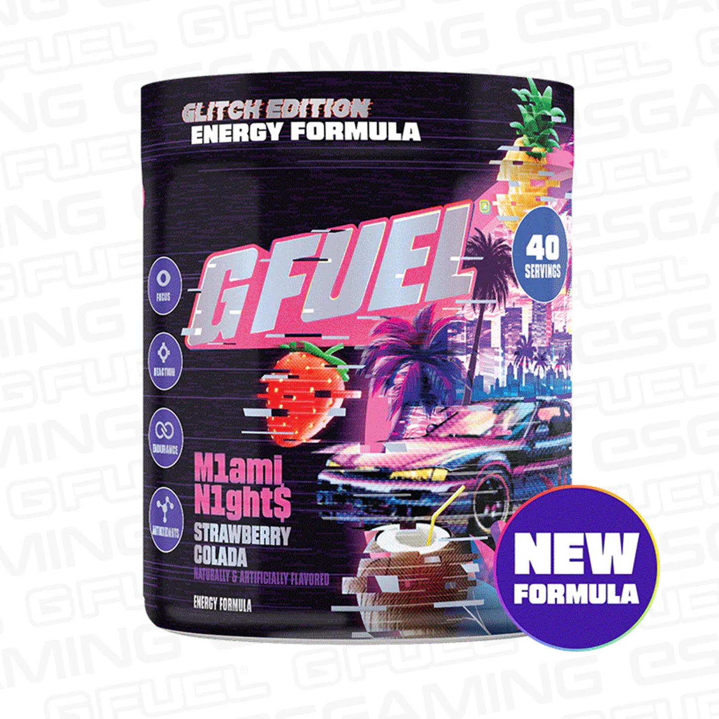 G Fuel Miami Nights 2.0 Tub - 40 Servings - Glitch Edition