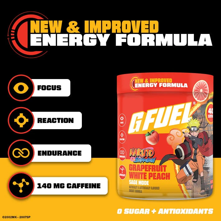 G Fuel Sage Mode 2.0 Tub - 40 Servings - Naruto Shippuden