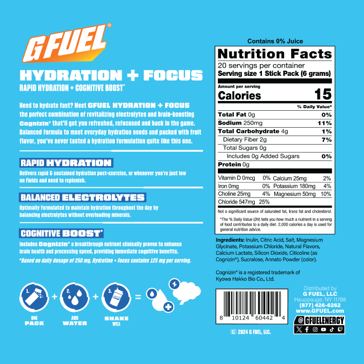 G Fuel Orange Oasis Pack - Hydration + Focus - 20 Stick Packs