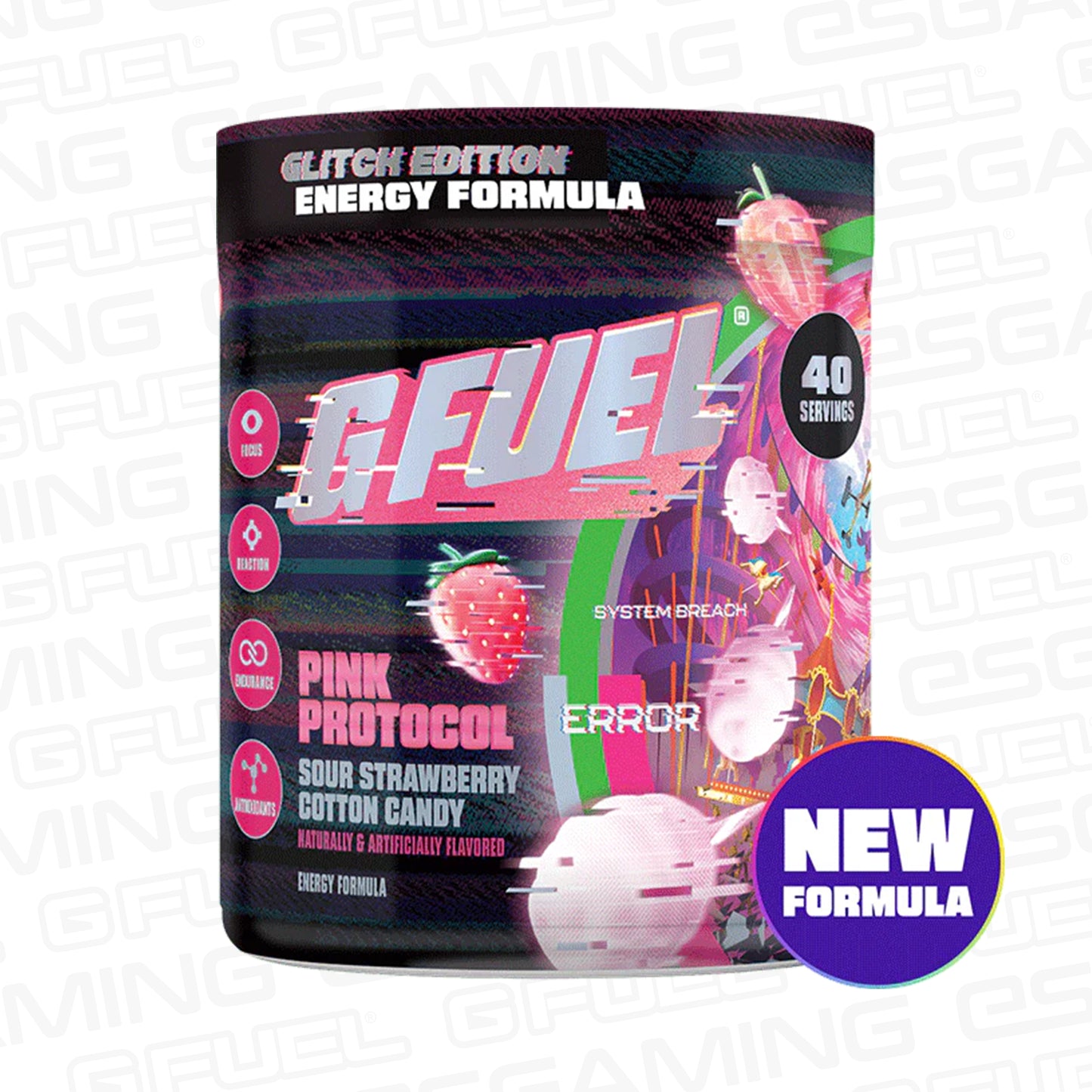 G Fuel Pink Protocol 2.0 Tub - 40 Servings - Glitch Edition