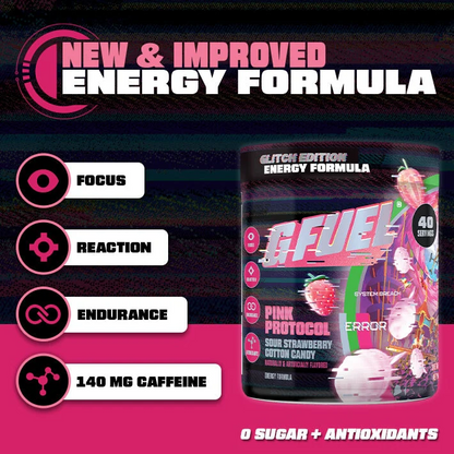 G Fuel Pink Protocol 2.0 Tub - 40 Servings - Glitch Edition