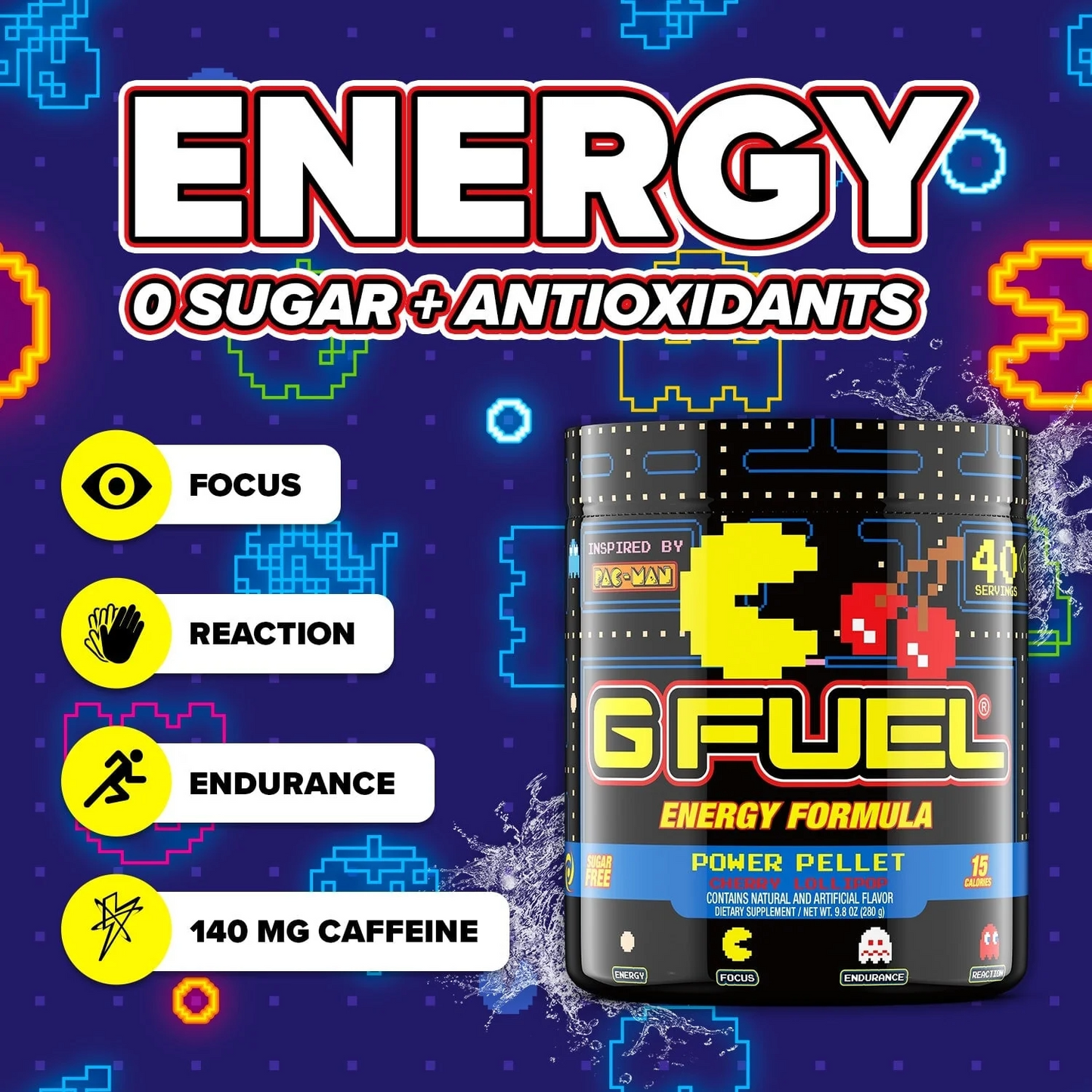 G Fuel Power Pellet Tub - 40 Servings - Pac-Man