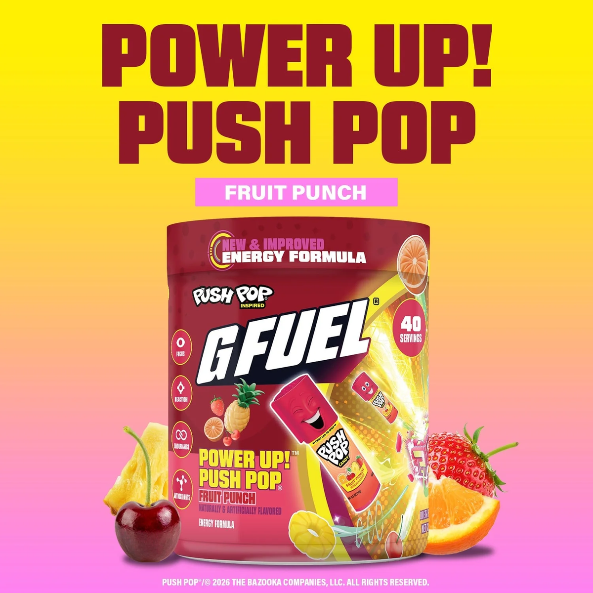 G Fuel Power Up! Push Pop 2.0 Tub - 40 Servings - Push Pop