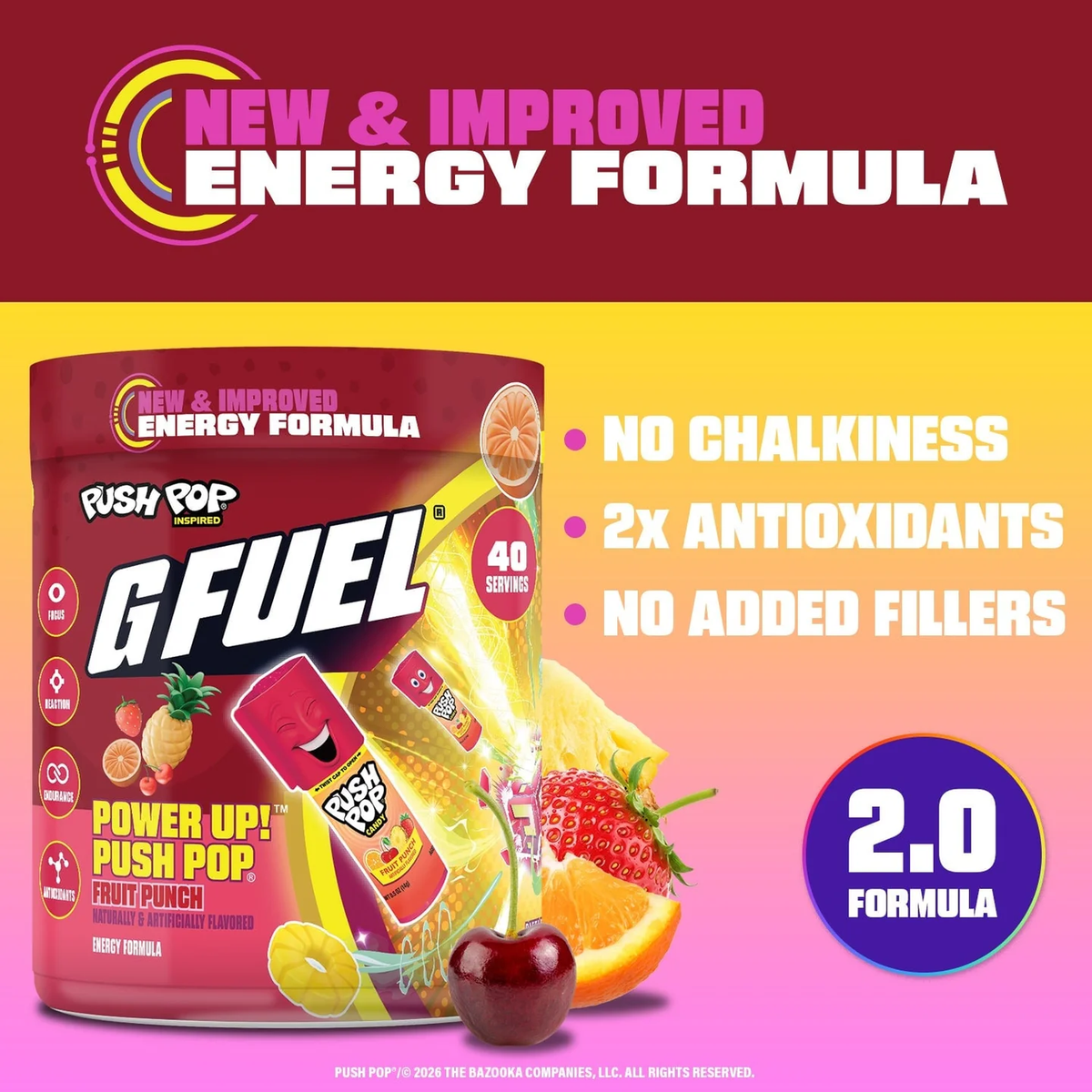 G Fuel Power Up! Push Pop 2.0 Tub - 40 Servings - Push Pop