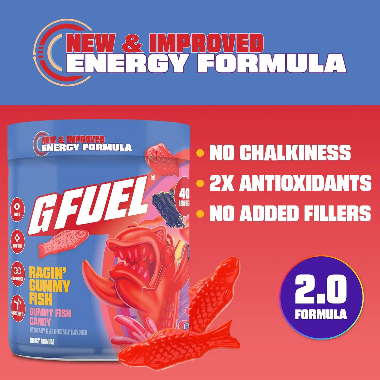 G Fuel Ragin Gummy Fish 2.0 Tub - 40 Servings