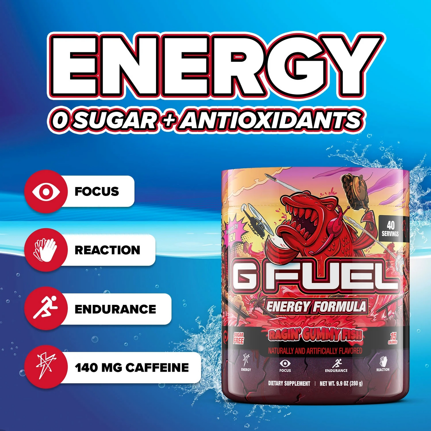 G Fuel Ragin' Gummy Fish Tub - 40 Servings - Faze Jev