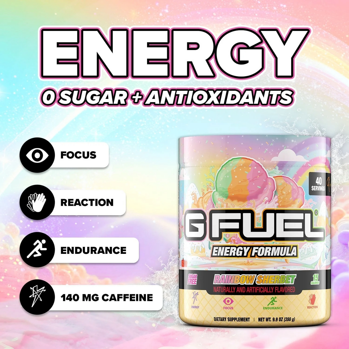 G Fuel Rainbow Sherbet Tub - 40 Servings
