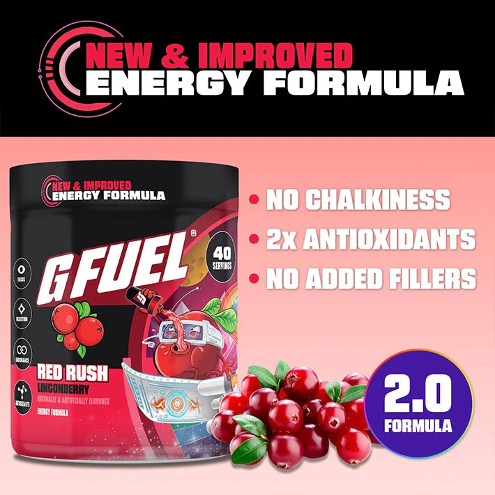G Fuel Red Rush 2.0 Tub - 40 Servings (PewDiePie Reskin)