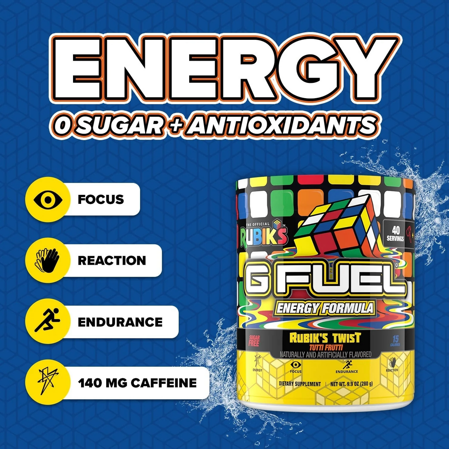 G Fuel Rubik's Twist Tub - 40 Servings - Rubik's Cube