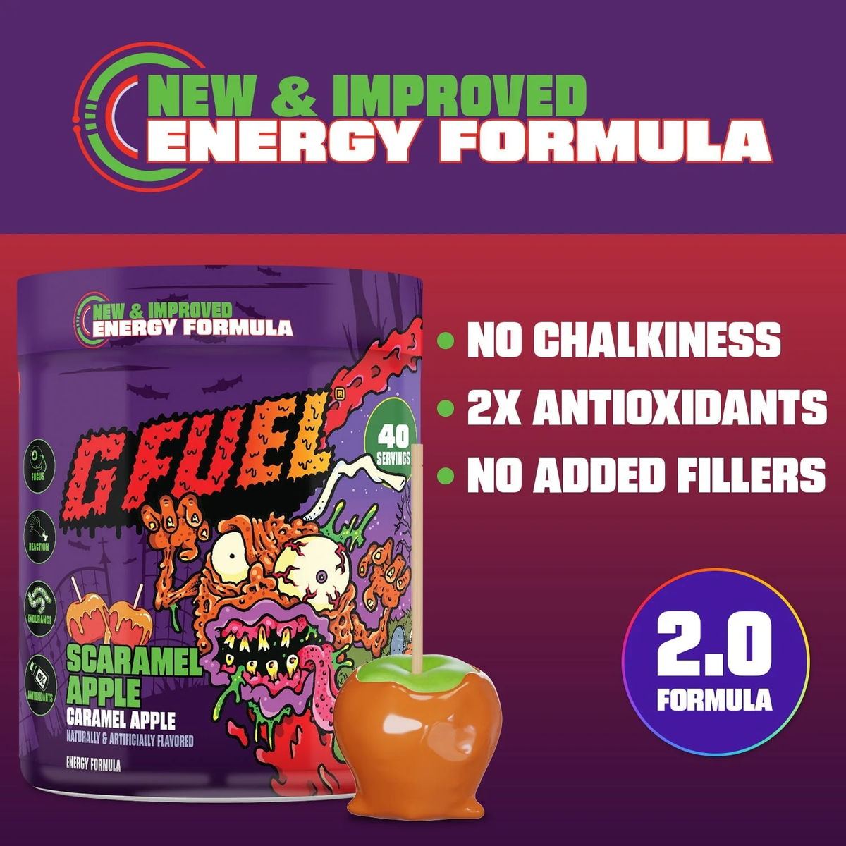 G Fuel Scaramel Apple 2.0 Tub - 40 Servings - Fear Fest
