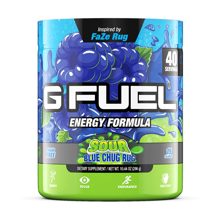 G Fuel Sour Blue Chug Rug Tub - 40 Servings (Read Description)