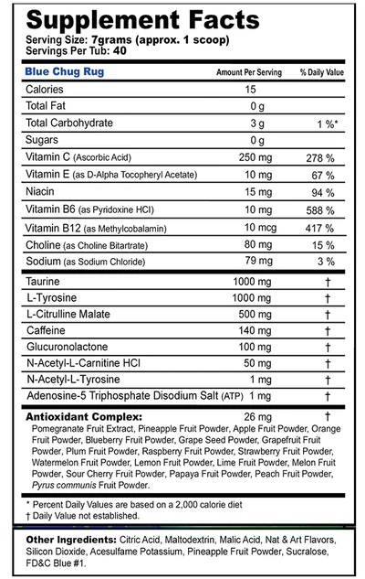 G Fuel Sour Blue Chug Rug Tub - 40 Servings - Faze Rug