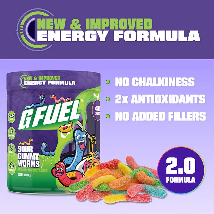 G Fuel Sour Gummy Worms 2.0 Tub - 40 Servings