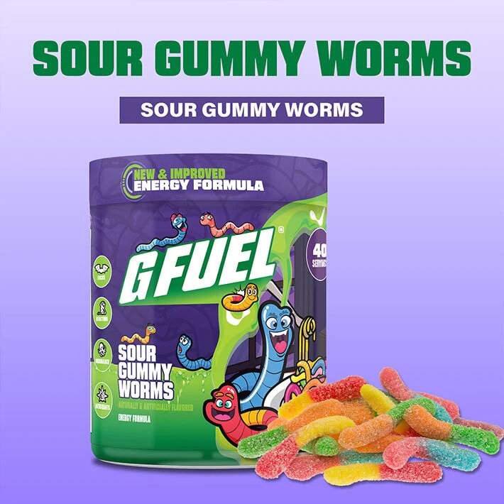 G Fuel Sour Gummy Worms 2.0 Tub - 40 Servings