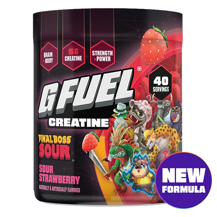 G Fuel Sour Strawberry Creatine Tub - 40 Servings - Final Boss Sour