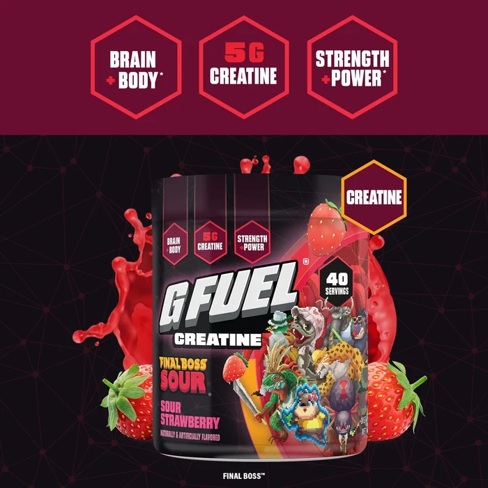 G Fuel Sour Strawberry Creatine Tub - 40 Servings - Final Boss Sour